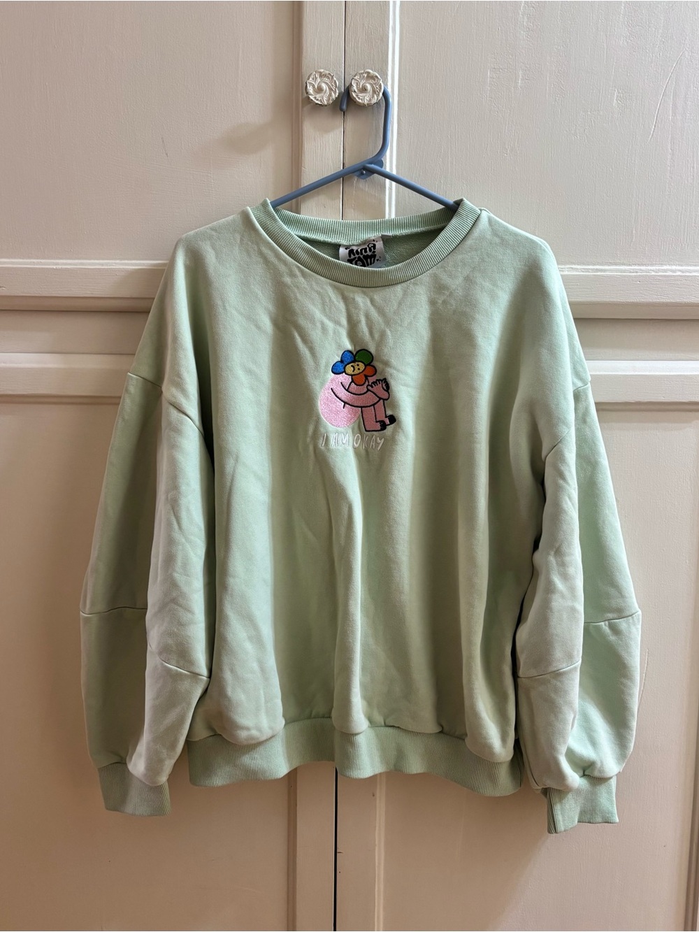 Kina and Tam Pastel Green Embroidered Crewneck Sweatshirt